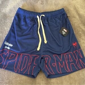 Marvel Blue Athletic Spider-Man Mesh Shorts with Red Graphics